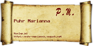 Puhr Marianna névjegykártya